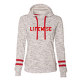 Womenâ€™s MÃ©lange Fleece Striped-Sleeve Hooded Sweatshirt